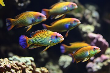Fototapeta premium Vibrant Tropical Fish in Aquarium