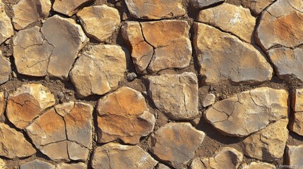 Obraz premium Irregular Brown Stones Form A Rough Wall Texture