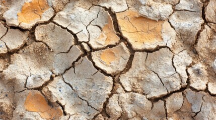 Fototapeta premium Dried Cracked Earth Texture Shows Drought Effects