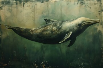 A beautiful illustration of a dolphin swimming gracefully through vibrant underwater scenery.