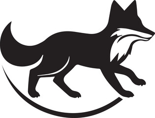 Black and White fox logo type Silhouette Design