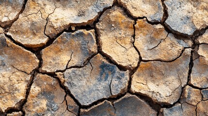 Obraz premium Dry Cracked Earth Texture Showing Severe Drought Conditions
