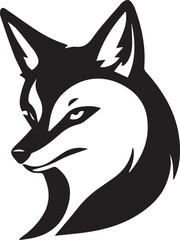 Black and White fox logo type Silhouette Design
