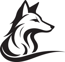 Black and White fox logo type Silhouette Design