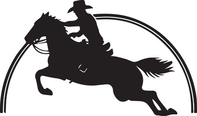 Black and White cowboy logo type Silhouette Design