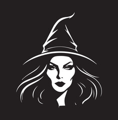 Black and White witch logo type Silhouette Design