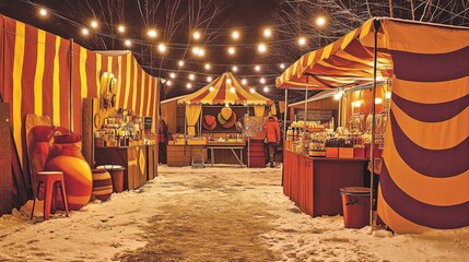 Obraz premium cozy winter market: handmade & sustainable treasures under snowy stalls - perfect poster for eco-conscious decor & warm ambiance!