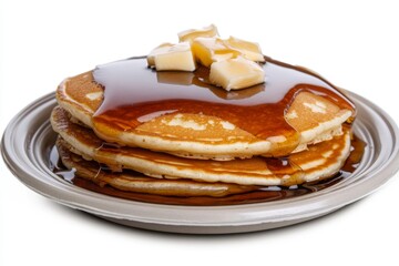 Fluffy Pancakes with Butter and Syrup