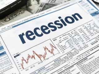 Fototapeta premium recession newspaper: Recession Newspaper Front Page Featuring Economic Decline and Crisis News