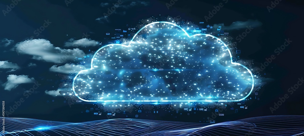 Poster exploring cloud computing: unlocking the future of online data and it solutions