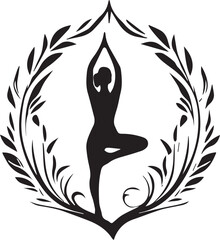 Black and White yoga logo type Silhouette Design