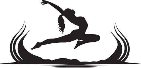 Black and White yoga logo type Silhouette Design