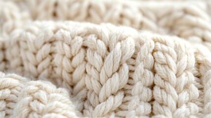 Creamy Beige Knitted Fabric Textured Background