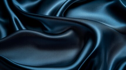 Obraz premium Dark Blue Silk Fabric Draped in Elegant Waves