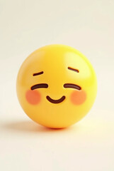 Fototapeta premium Adorable 3D Yellow Blushing Emoji: Minimalist and Versatile Design