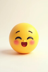Fototapeta premium Adorable 3D Yellow Blushing Emoji: Minimalist and Versatile Design
