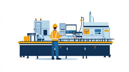 Fototapeta premium Factory Technician Performing Maintenance on Production Line Equipment