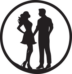 Black and White couple logo type Silhouette Design