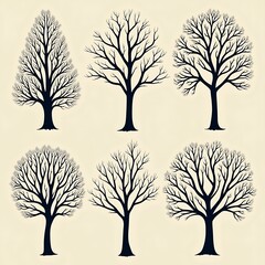 Obraz premium Silhouette of a dead tree vector illustration. Illustration of trees and branches without leaves