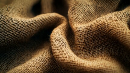 Fototapeta premium Brown Burlap Fabric Texture Detailed Close Up