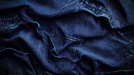 Naklejka premium Dark Blue Denim Fabric Texture Background