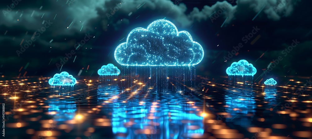 Poster illustrating cloud-based data analysis, this image explains how data is processed and analyzed using