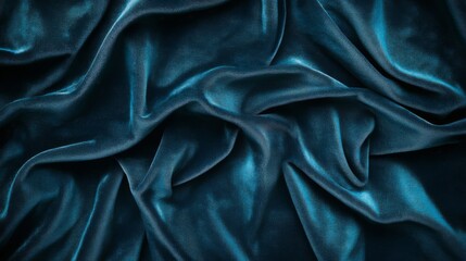Fototapeta premium Teal Fabric Draped Luxuriously Showing Texture