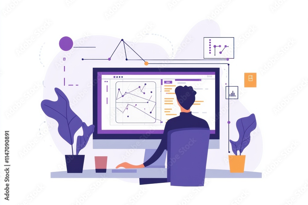 Poster Collaboration between human and artificial intelligence in workspace with data analysis. Generative AI