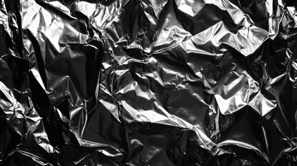 Crumpled Silver Foil Abstract Background Texture