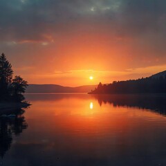 Fototapeta premium sunset over the river