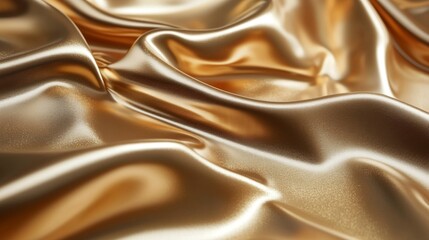 Fototapeta premium Golden Silk Fabric Draped Luxuriously Soft
