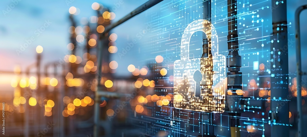 Poster protecting it systems with a reliable security firewall against digital risks and data breaches