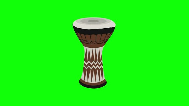 Tabla drum animation. arabic Percussive Music Instrument motion on green screen background. animated 4k chroma key