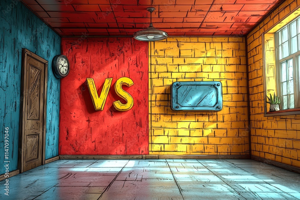 Poster dynamic cartoon-style image of vs explosion background