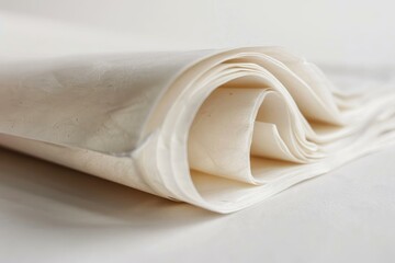 Obraz premium Multiple rolls of clean baking paper are creating an elegant and minimalist still life on a white background