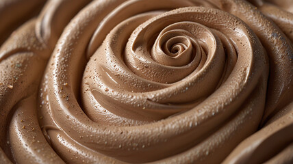 Close up background of smooth whipped cream background in a contemporary mocha mousse hue