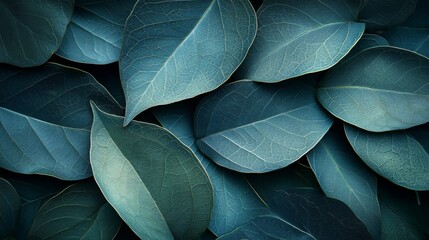 Obraz premium Teal Leaves Close Up Detailed Texture
