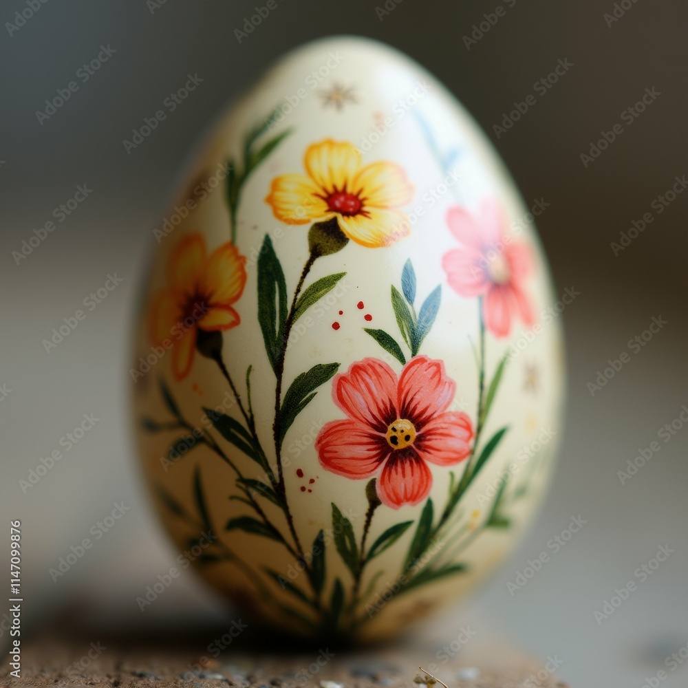 Poster the image is a close-up of an easter egg. the egg is oval-shaped and has a smooth surface. it is dec