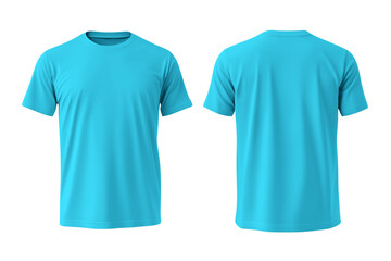 Light blue t-shirt mockup, front and back views, isolated on white background.