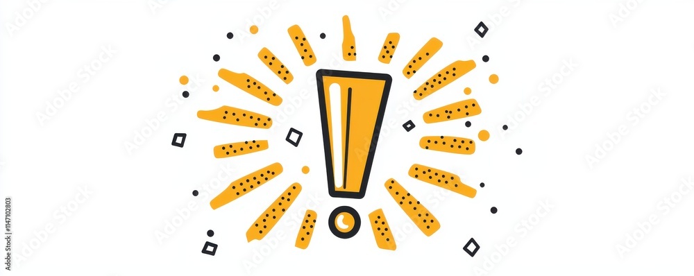 Poster dynamic exclamation mark logo with energetic design elements