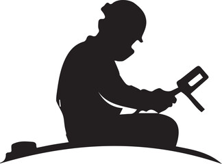 black and white welder silhouette design