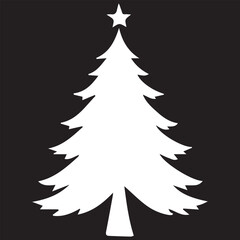 black and white christmas tree logo type silhouette design