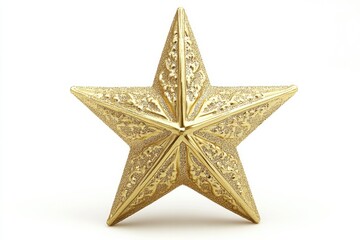 Fototapeta premium Christmas Golden Star Decoration Isolated over White Background Holiday Golden Toy Decor