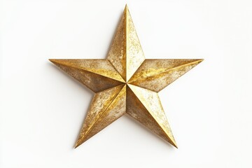 Obraz premium Golden Christmas Star isolated on white background top view.