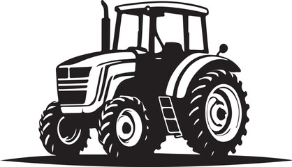 black and white tractor logo type silhouette design