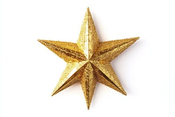 Golden Christmas Star isolated on white background. This has clipping path.