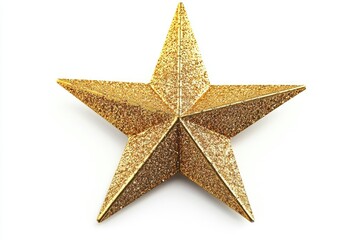 Golden Christmas Star isolated on white background  top view.