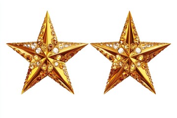 Obraz premium Golden Christmas star jewels sticker on white background.