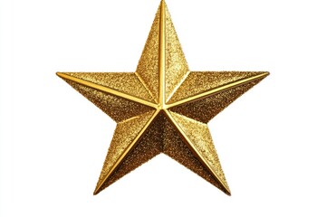 Golden five pointed star Christmas isolate on white with clipping path