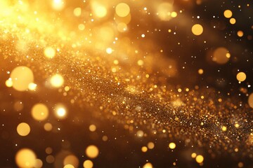 Fototapeta premium Golden de focused sparkle glitter background bokeh texture